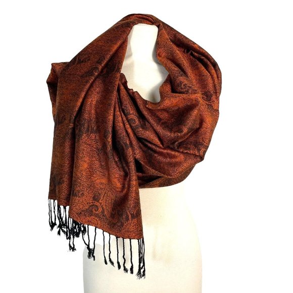 Pashmina Cashmere Paisley Scarf Shawl Wrap Stole Silk and Cashmere soft - Picture 6 of 12